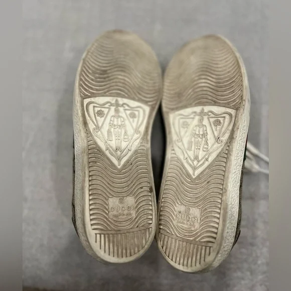 [ITL35.5/US5.5]Gucci Beige Monogram Sneakers with Red Green Accents Authentic - Picture 9 of 10
